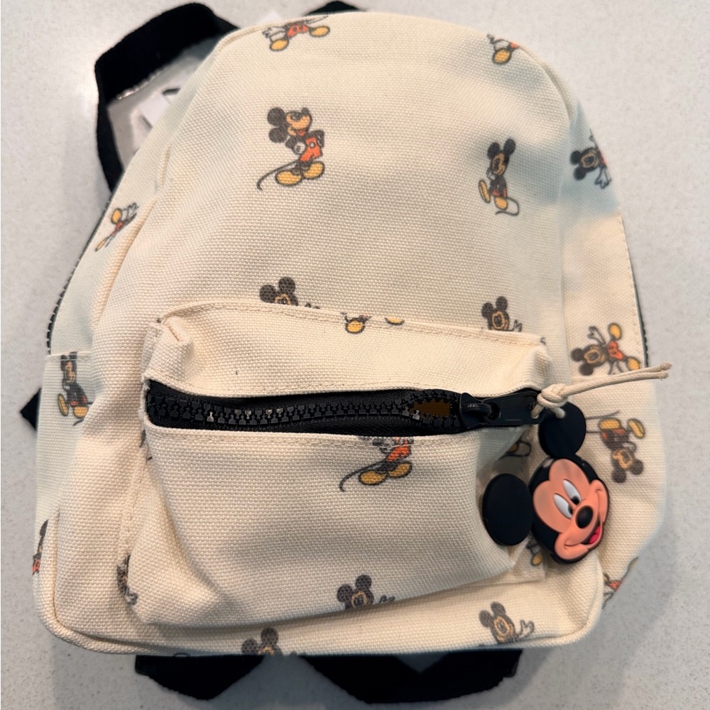Zara Cream Backpack with Mickey Mouse Design